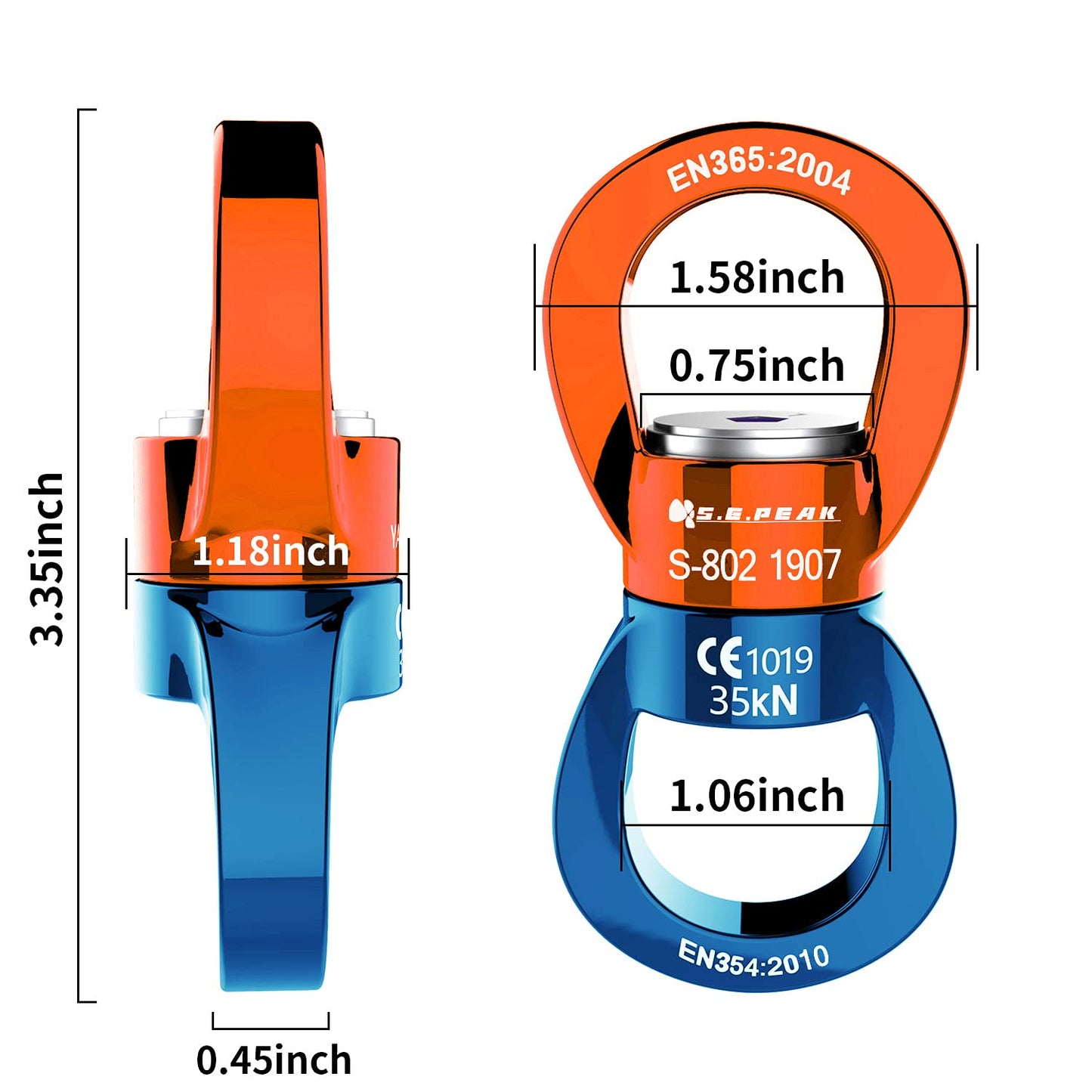 PROND Swing Swivel 35kN Safest Rotational Device, Swing Spinner, Carabiner Swivel, Climbing Rope Swivels for Children’s Web Tree Swing Setting, Aerial Dance, Hanging Hammock (Orange Blue)