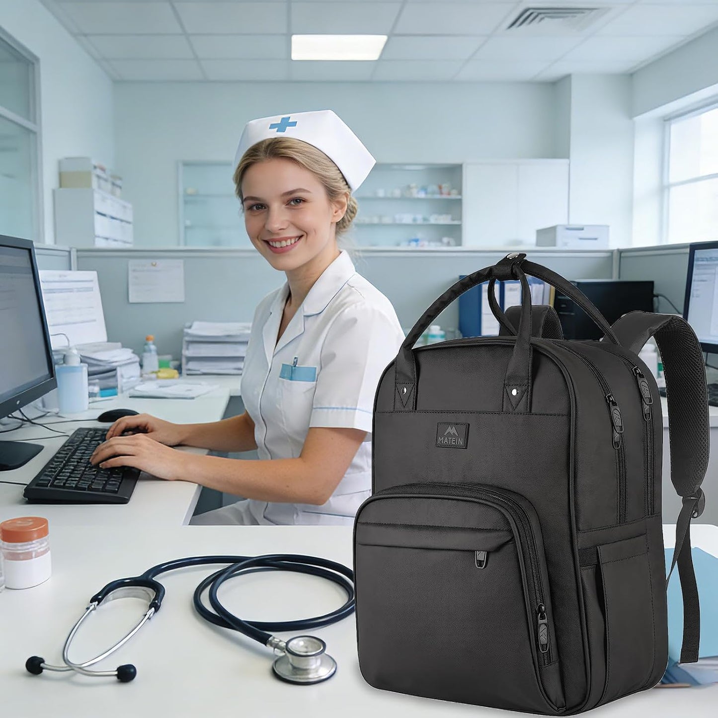Backpack, 17 Inch Backpack MATEIN Nurse Extra Large Waterproof Laptop with Removable Organizer, Anti Theft Padded