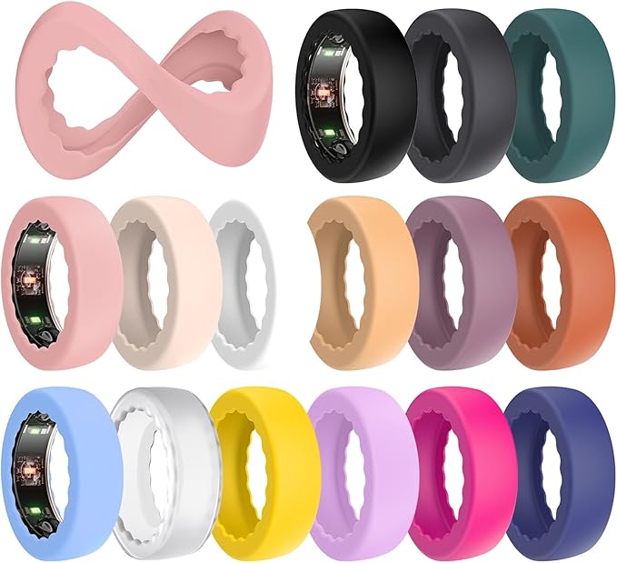 BO&DQQ 15 Pack Ring Cover Compatible with Oura Ring Gen 4 /Gen 3/ Samsung Galaxy/RingConn/ULTRAHUMAN, Anti-Scratch Elastic Silicone Case Protector for Men Women Working Out Gym
