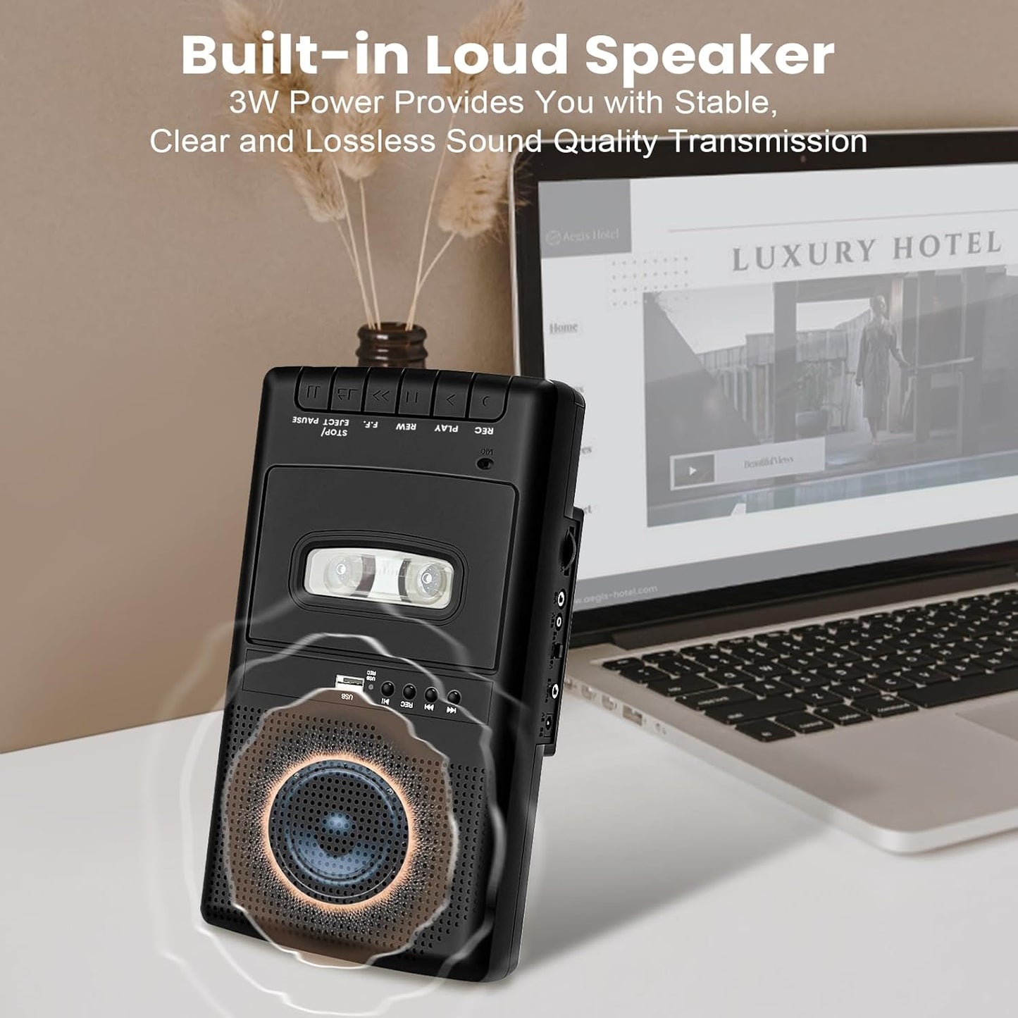 DigitPro Cassette MP3 Player & Tape Recorder with USB Lapel Microphone - Portable USB Player & Tape to Digital