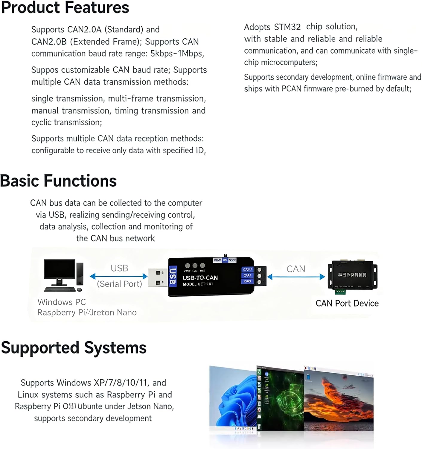 Xiusiyt USB to CAN Bus Converter with Preloaded PCAN Firmware - Ideal for Automotive & Industrial Robotics Applications