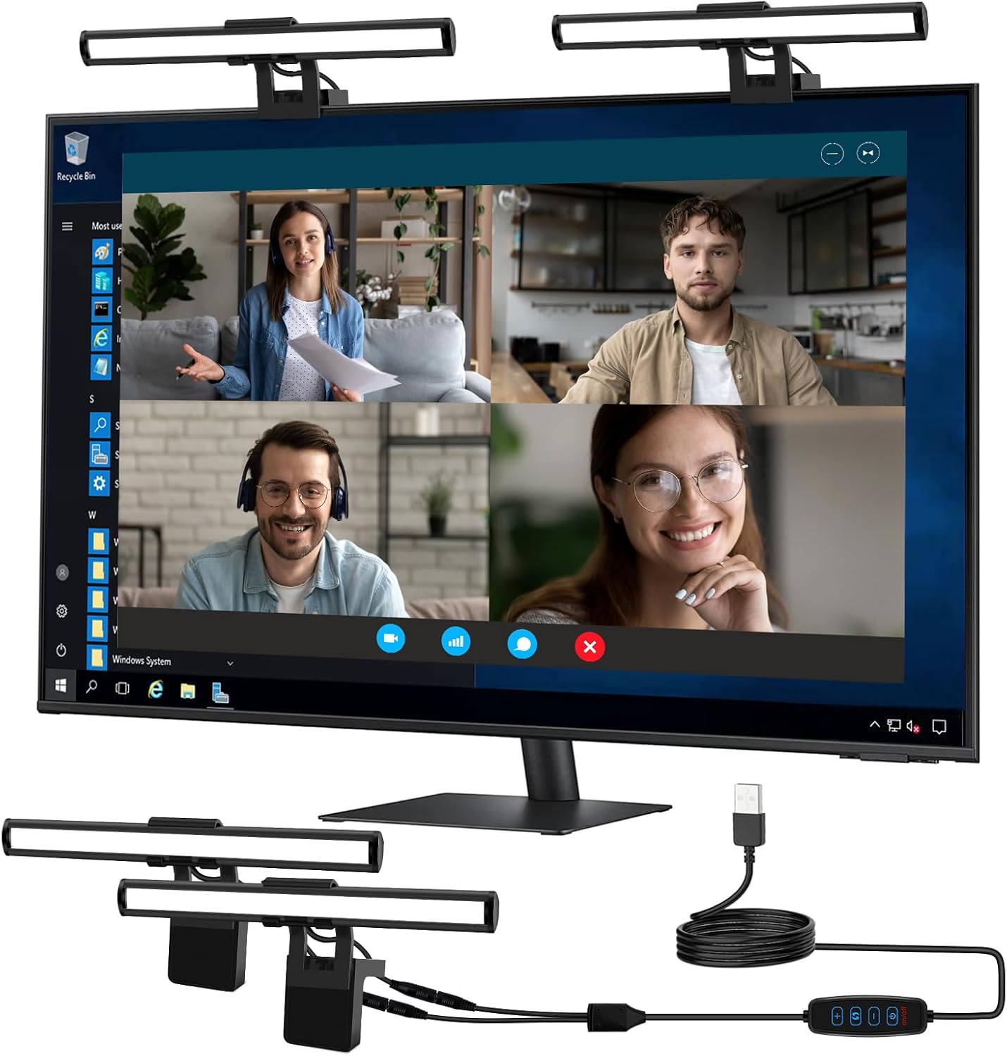 Yeenhoopy 3 Video Conference Lighting - Webcam Light for Streaming, Color Adjustable & Anti-Blue-Light, LED Monitor