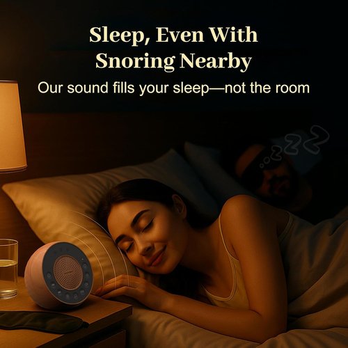 Housbay White Noise Machine - 31 Soothing Sounds, 5W Stereo Sound, Auto-Off Timer | Wood Grain Finish
