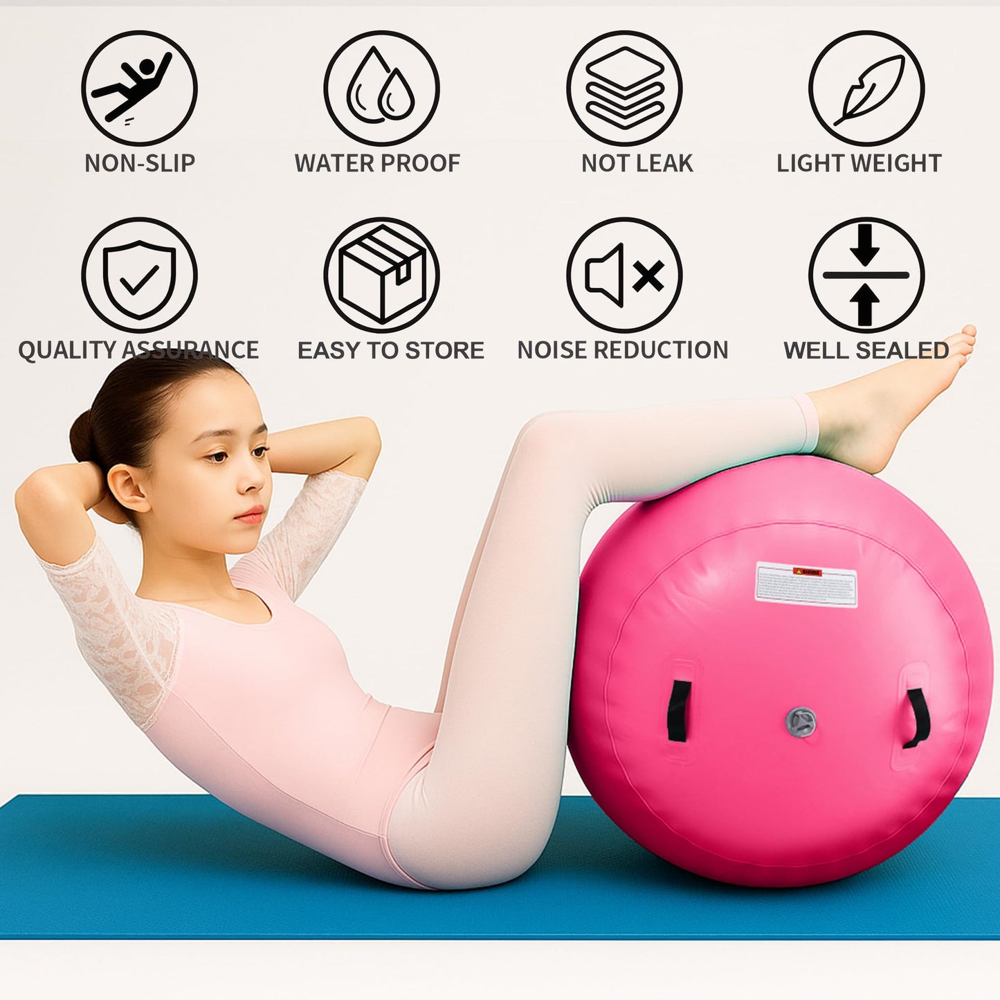 BOAGEW Gymnastics Mat,Air Roller Gymnastics Barrel,Gymnastics Tumble Track Air Track Tumbling Mat for Home Training/ Cheerleading/Gym/Training/Yoga/Beach/Water/Park Outdoor Use with Electric Air Pump ﻿