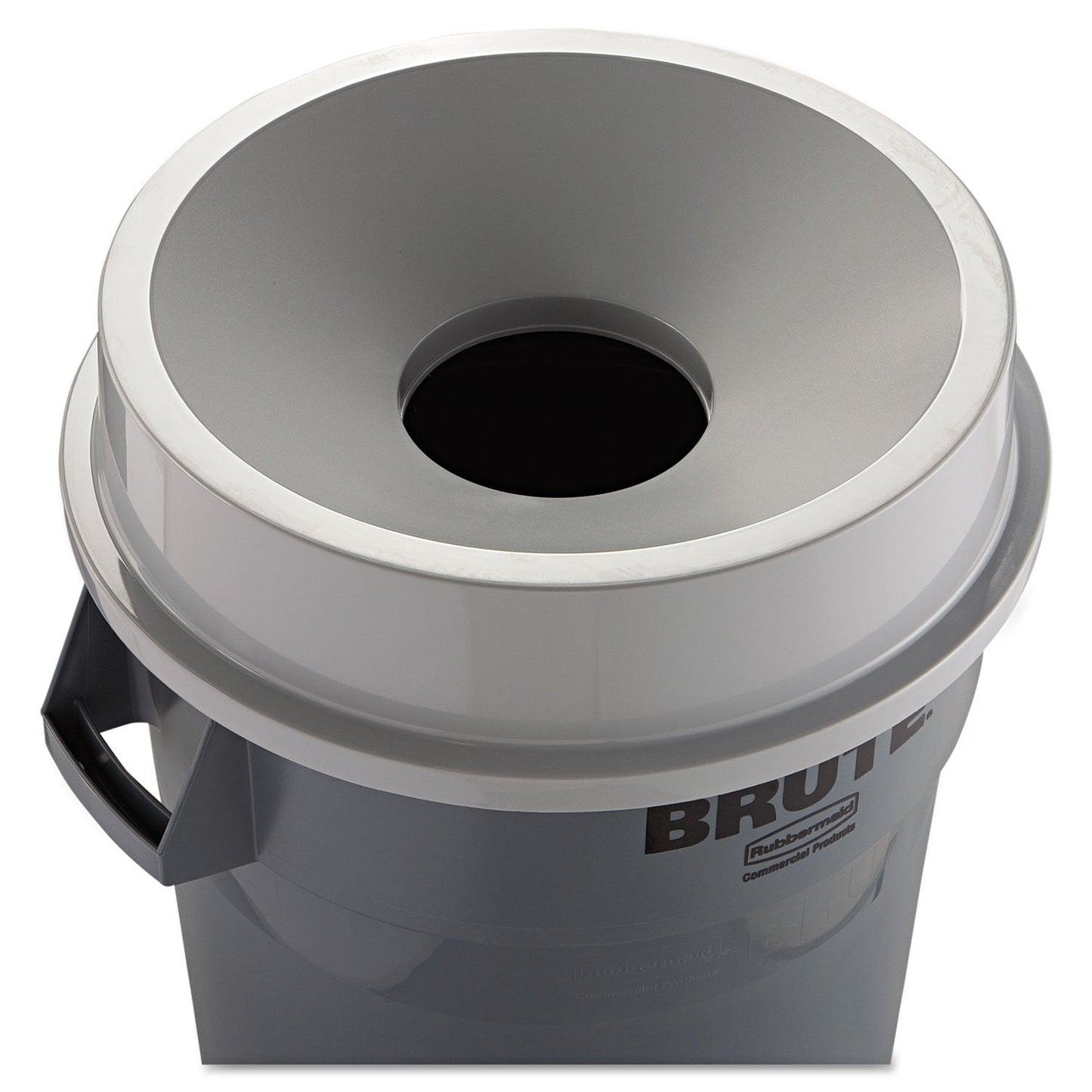 Rubbermaid Commercial Products Trash Can Funnel Top/Lid 32-Gallon Gray Hands-Free Disposable Compatible with The Rubbermaid 32-Gallon Garbage Bins for Indoor/Outdoor/Garage