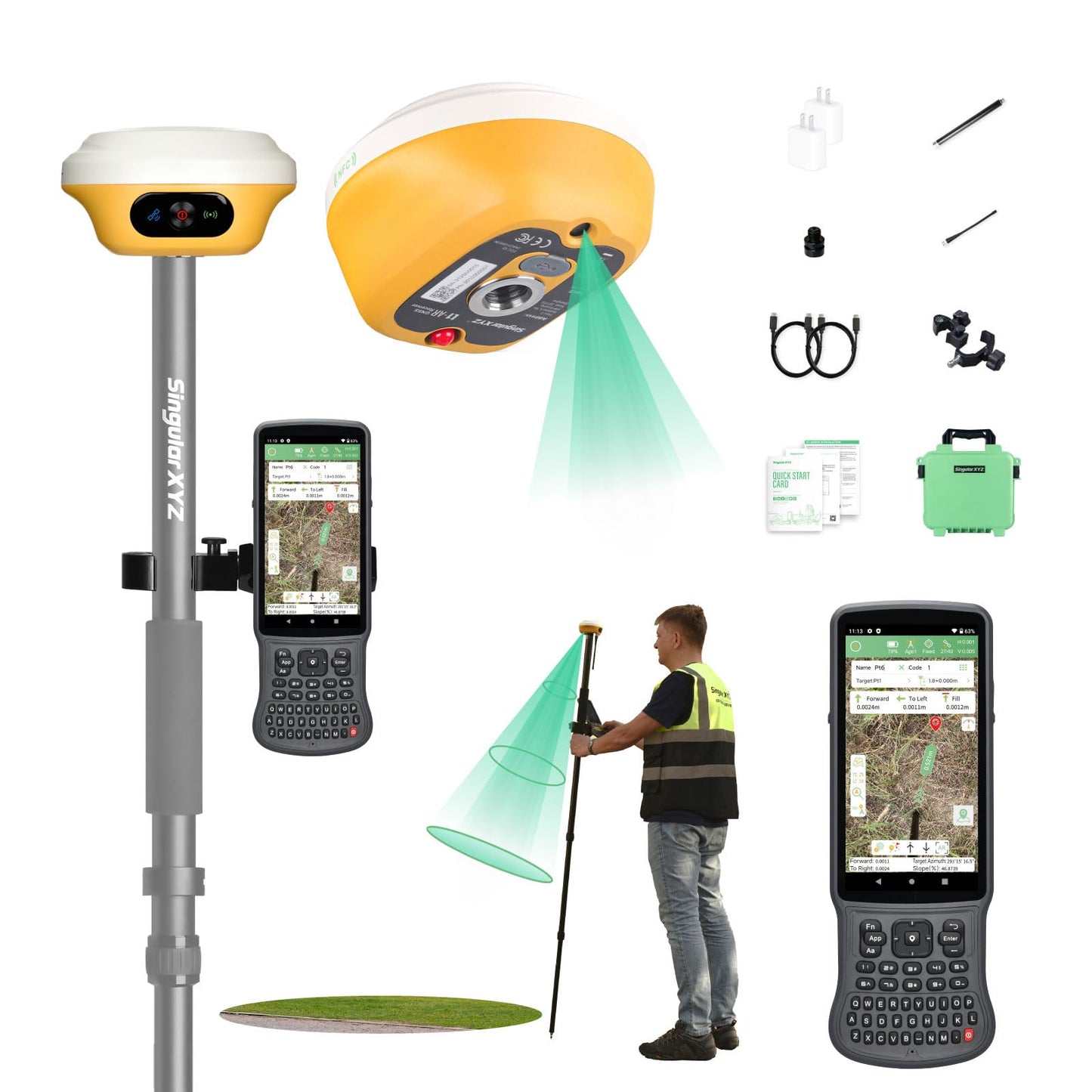 L1-AR GNSS RTK Rover – AR+ GNSS, GPS RTK Handheld Collector with Software & Visual Stakeout, Global Shutter with 2 MP, 2cm Accuracy, 15km UHF, 120° Tilt Survey | Professional Support