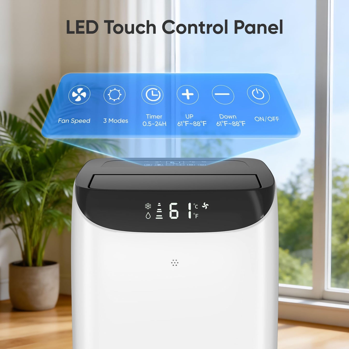 14000 BTU Portable Air Conditioners, Cooling,Fan,Dehumidification,Sleep Mode for Large Rooms up to 700 Sq.Ft, AC Unit with Remote Control, 24H Timer, Installation Kits Included