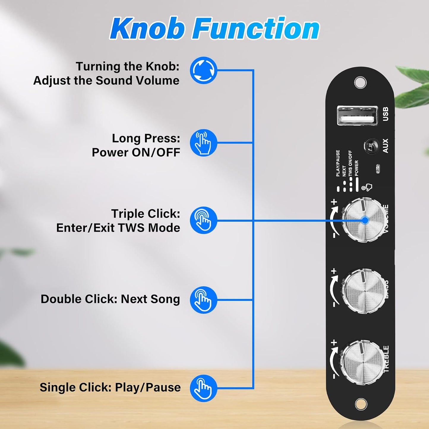 ZK-1001U 100W 9-24V,Supports Daakro Mono Bluetooth Amplifier Board with TWS, Peak Power Home Audio Amplifier