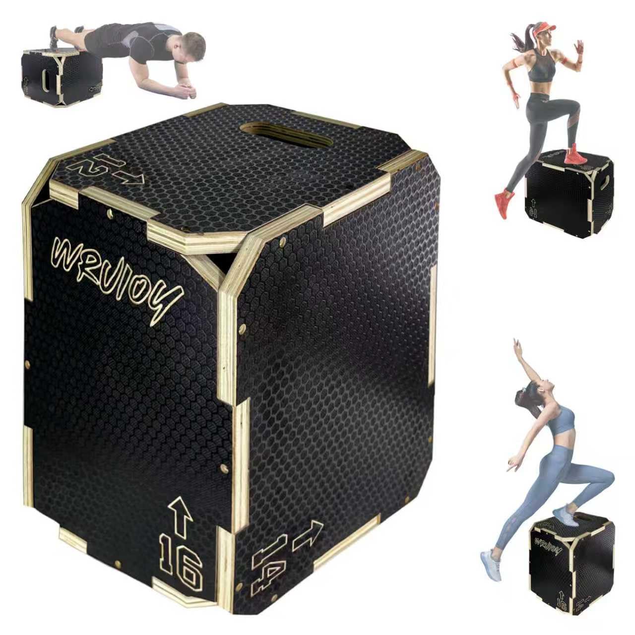 3 in 1 Non-Slip Wooden Plyometric Jump Box Adjustable Box Jumps for Home Gym Step-Ups Training