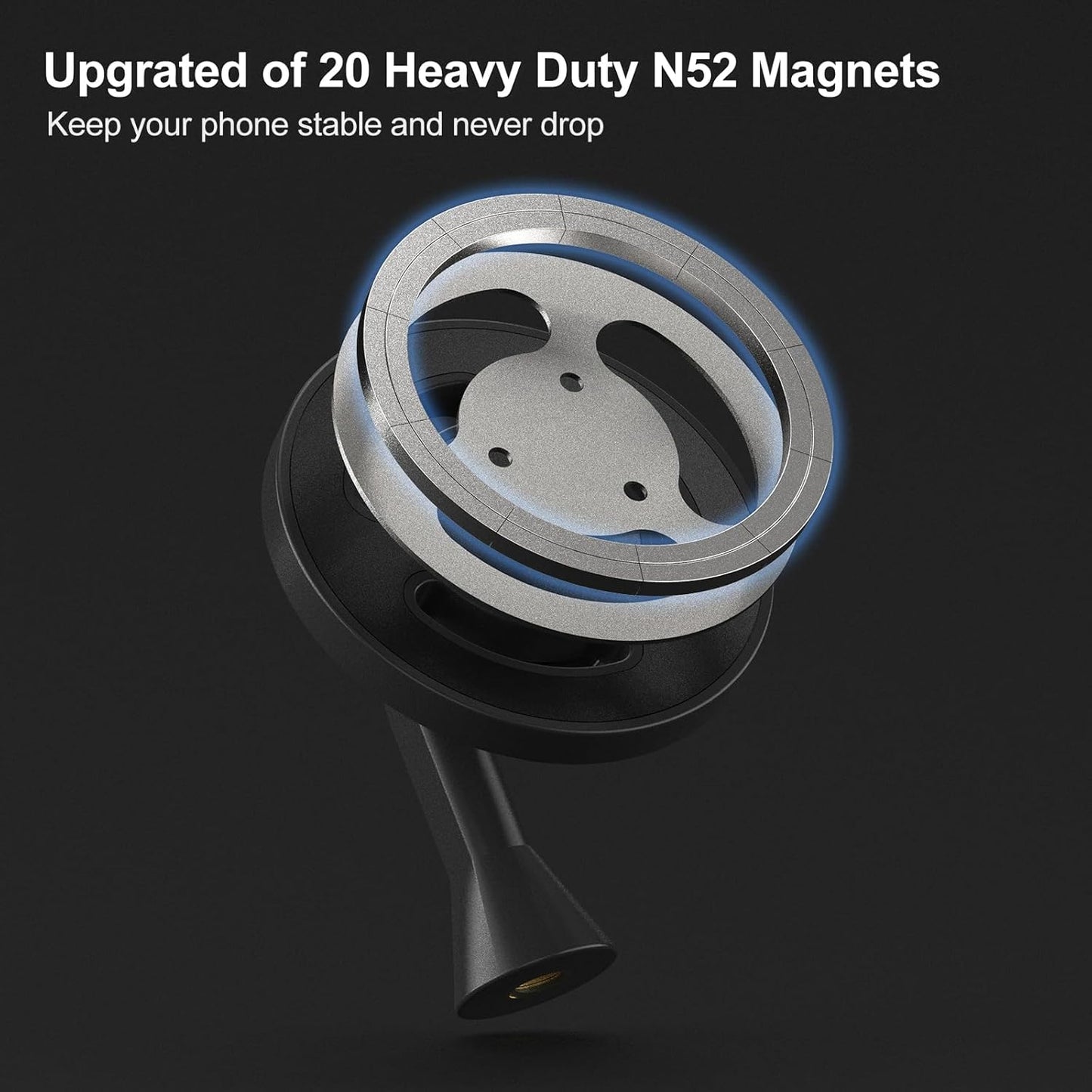 MINIFOCUS 1/4"-20 17/16/15/14/13 Magnetic Phone Tripod Mount Adapter with Screw Hole, Compatible with Magsafe