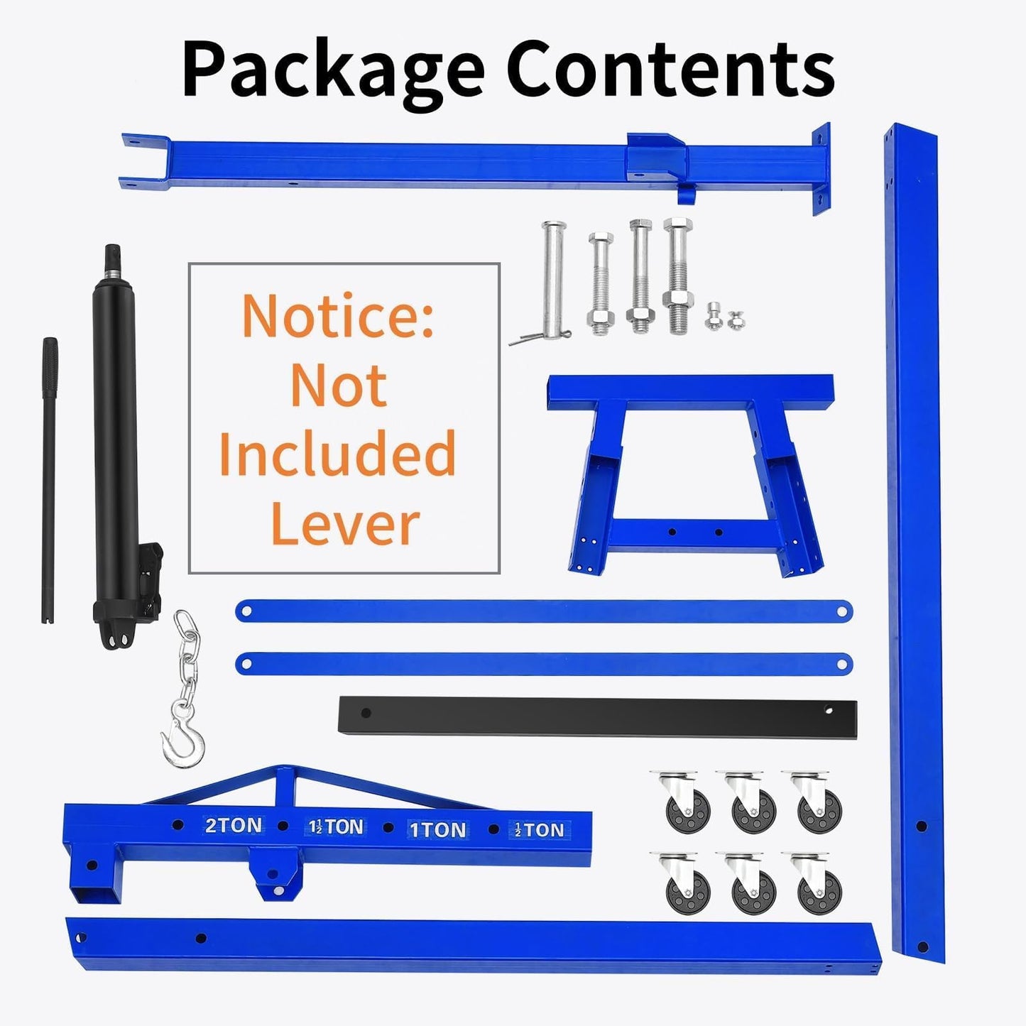 Foldable Engine Hoist, 2 Ton (4000 LB) Hydraulic Cherry Picker, Steel Mobile Load Lifter with 6 Wheels and Telescopic Boom, for Shop Crane, Garage, Workshop, Auto Repair, Heavy-Duty, Blue