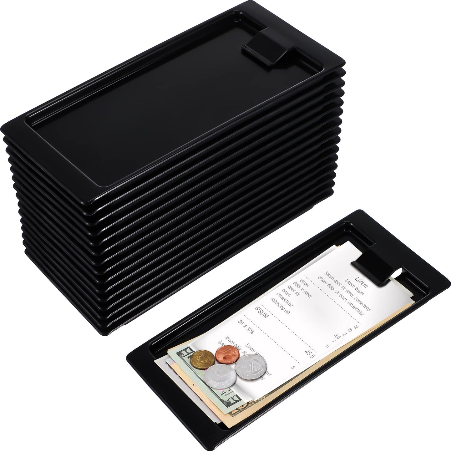 Black Check Holders, Check Presenters for Restaurants, Trays Guest, Tip Trays Waitress, Bill Holder Guest for Restaurants, Bars, Hotels(16 Pieces)