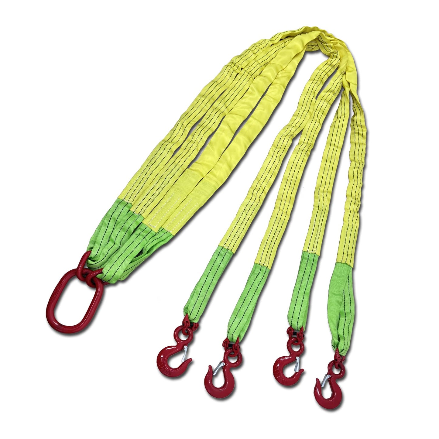 Four Leg Bridle Web Sling 10ft 11023lb Web Slings Belt Type with Hook 3.0 m 5000 kg Light Weight and Flexible Capacity Steel Sling[4leg 5.0t 3m]