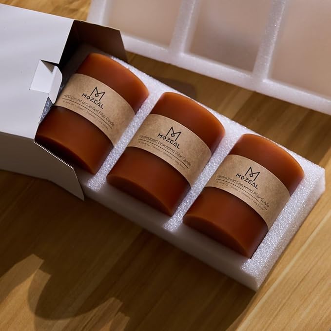 MOZEAL 4" x 10" Extra-Large Burnt Orange Pillar Candles (Set of 2), Unscented, Dripless, Smokeless, Long Clean-Burning, Tall 10 inch Large Burnt Orange Pillar Candles for Fall and Thanksgiving Decor