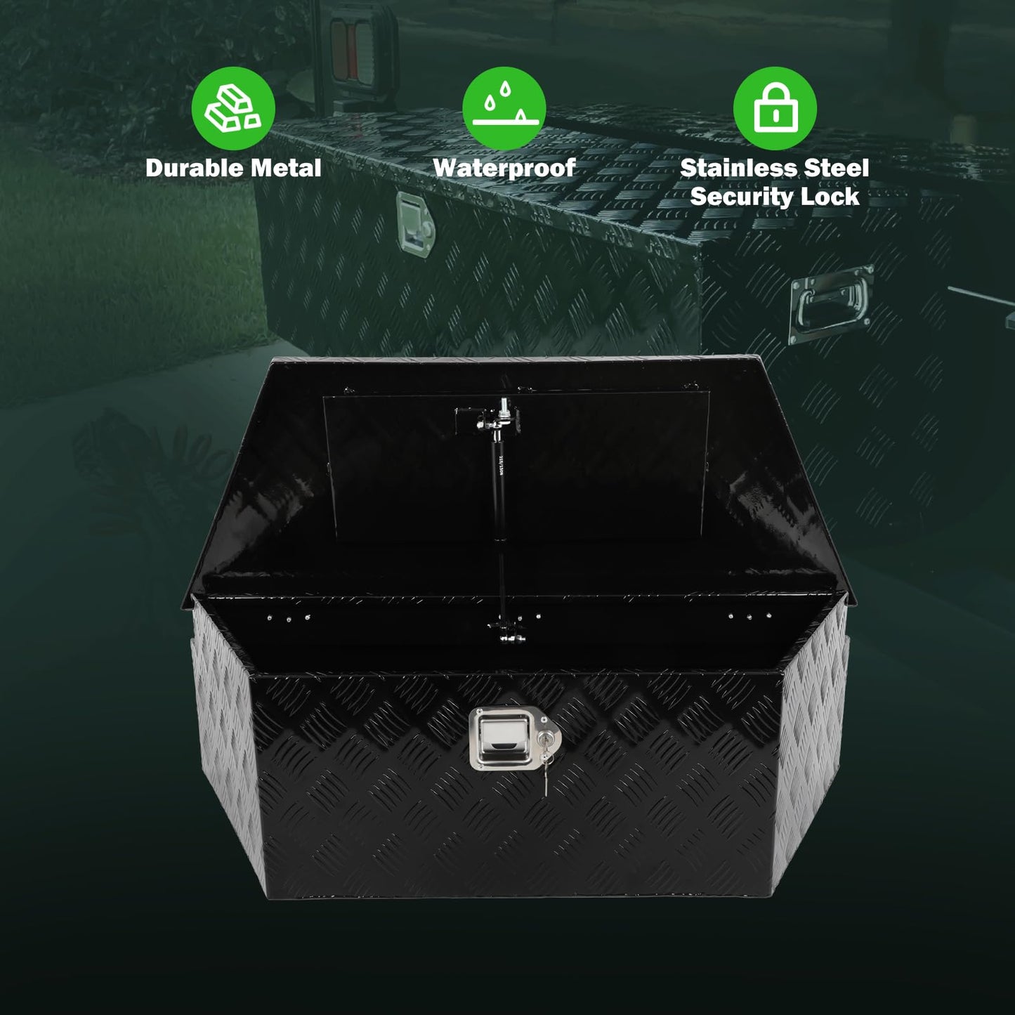 SCITOO 39 Inch Aluminum Diamond Plate Truck Bed Tool Box,Heavy Duty Crossover Storage for Most Full Size Pickups,Lockable Weatherproof Chest,Fits 39" Truck Beds,Easy Access to Load and Unload