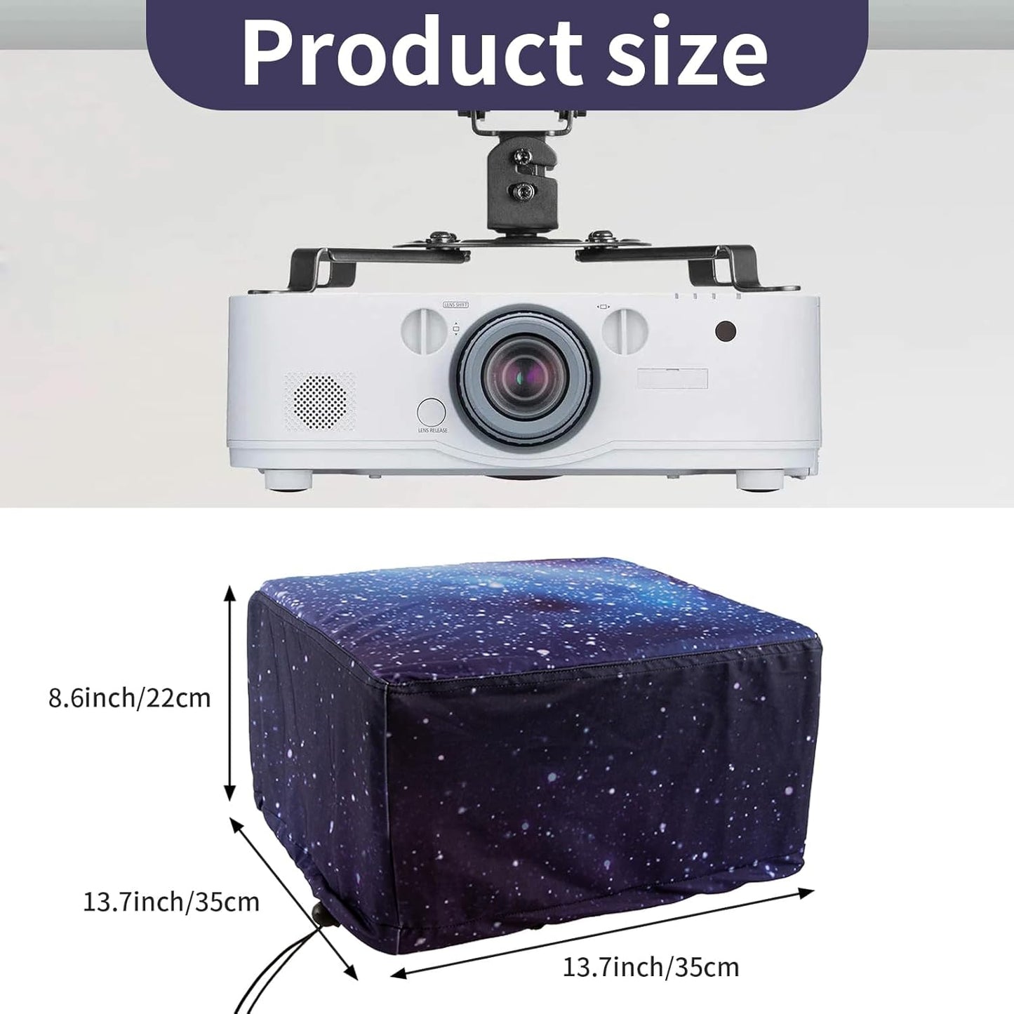 SEJGGKQ Drawstring(13.7" 13.7" 8.6") Projector Dust Cover,Projector Cover Outdoor Case