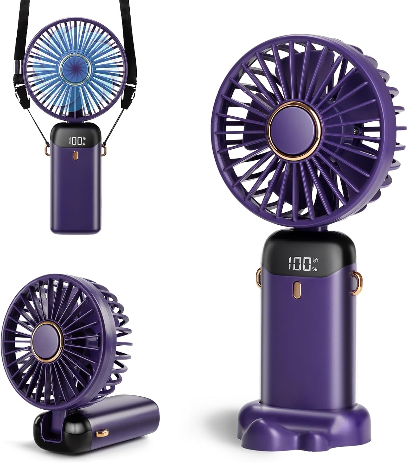Skiennix Portable Handheld Fan - 3200mAh Battery, 12-Hour Runtime, 5 Speed Settings | 3-in-1 Design (Purple)