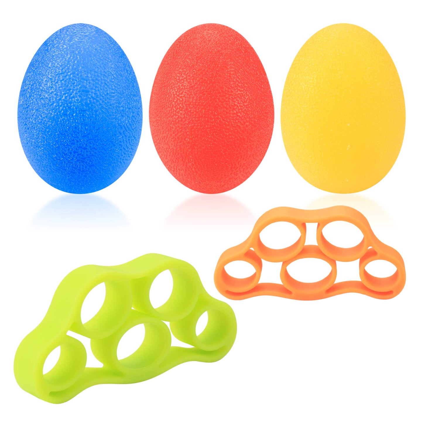 3 Pcs Hand Grip Strength Balls with 2 Pcs Finger Strengthener, Wrist Grip Strengthener Trainer, Stress Relief Balls Trainеr Hand Balls, Hand Exerciser Squeezer for Adults Hand Workout
