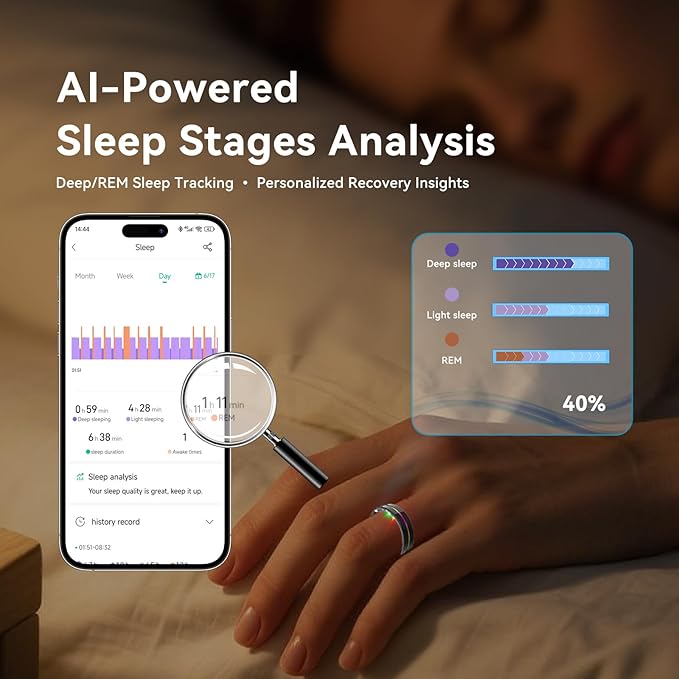 Smart Ring for Women Men,Health Fitness Tracker with Sleep/Blood Pressure/Oxygen Monitoring, Heart Rate & Activity Tracking,IP68 Waterproof, 7-Day Battery,No Subscription Fee 3-Black 10