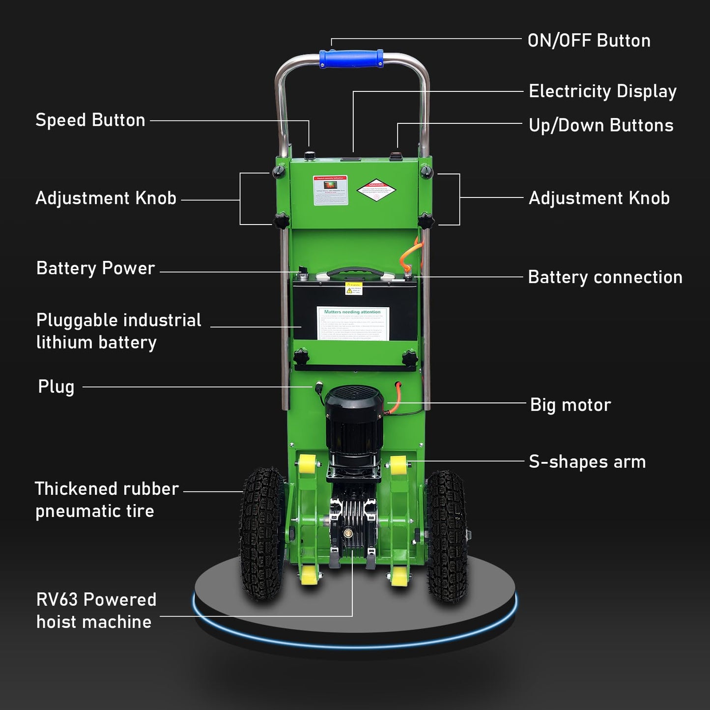 1500W Electric Stair Climbing Trucks Easy Up/Down, 900bls Max Load Capacity, Solid Wheel Grocery Cart Takes 6000 Steps Electric Stairs Hand Trucks Heavy Duty, for Warehouse Logistics Distribution