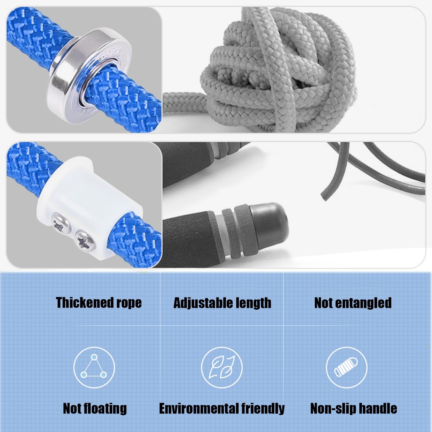 16 FT Long Jump Rope for Kids Adults,Double Dutch Jump Rope,Adjustable Skipping Ropes with High-strength Nylon Braided Rope Core,360°Rotation Not Entangled,Long Enough for 2-4 Jumpers.Blue
