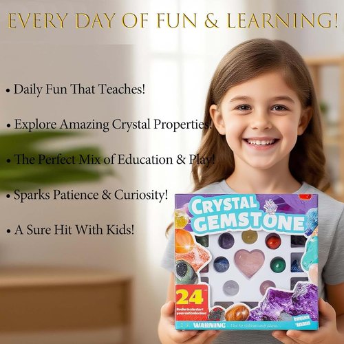 Crystal Advent Calendar 2025 by [Brand Name] - 24 Random Gemstones, Minerals & Fossils for Teens