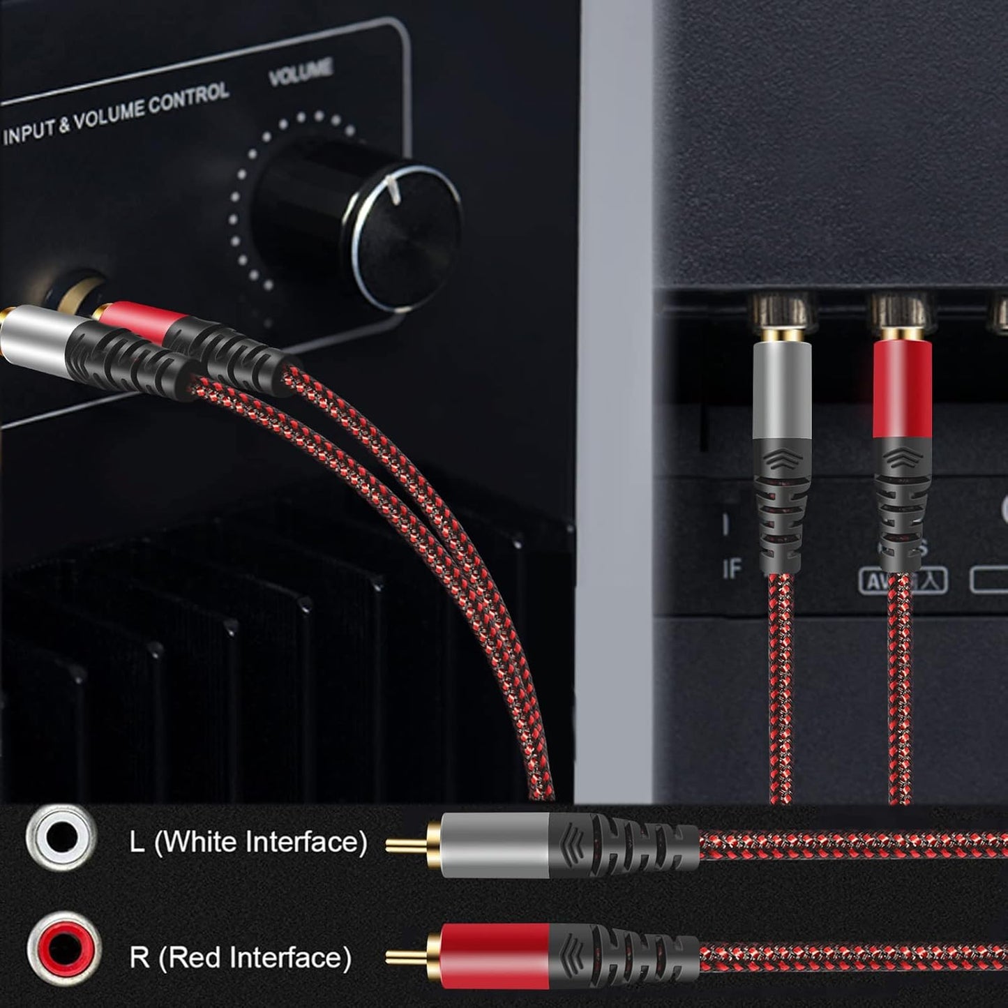 Tiierzon 5Ft,2Rca 2-RCA (5Ft) RCA Cable Male to Male Audio Stereo Subwoofer Cable [Hi-Fi Sound] Nylon-Braided Auxiliary