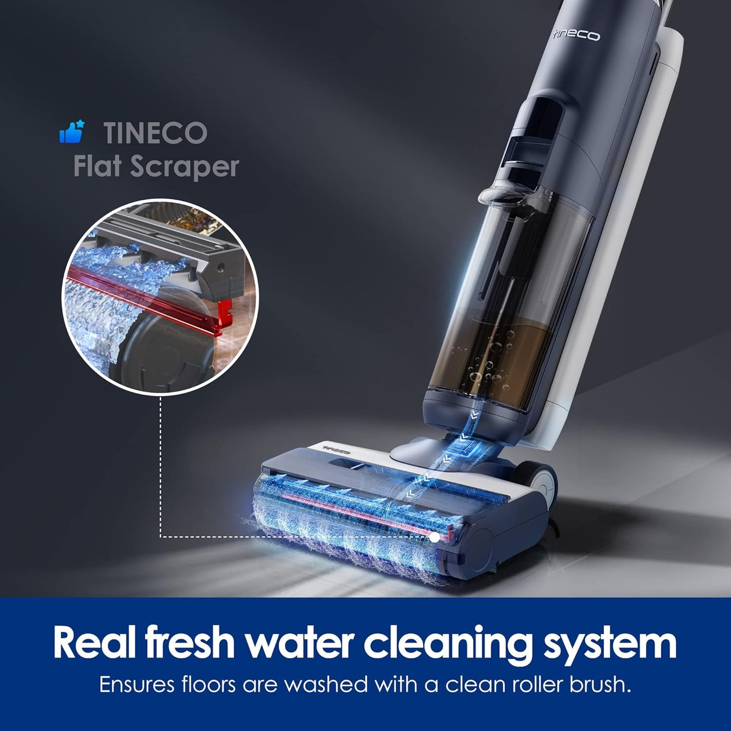 Tineco Floor ONE S5 Smart Cordless Wet Dry Vacuum Cleaner - Digital Display, Long Run Time, Blue
