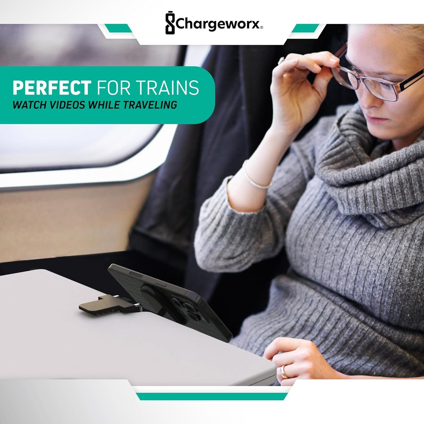 CHARGEWORX 360 90 in-Flight Magnetic Phone & Tablet Mount for Airplanes, MagSafe-Compatible Travel Phone Holder