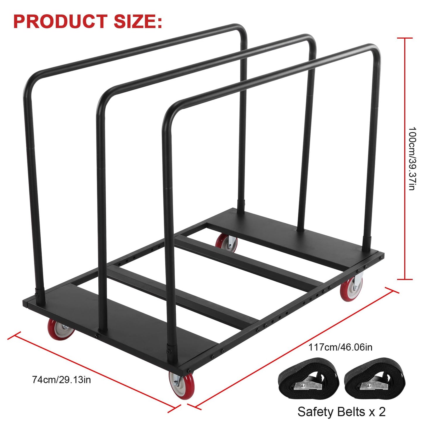 Heavy Duty Table Dolly with PU Swivel Wheels Heavy Duty Table Trolley 1800 LBS for Party Events Hotel Factory Warehouse