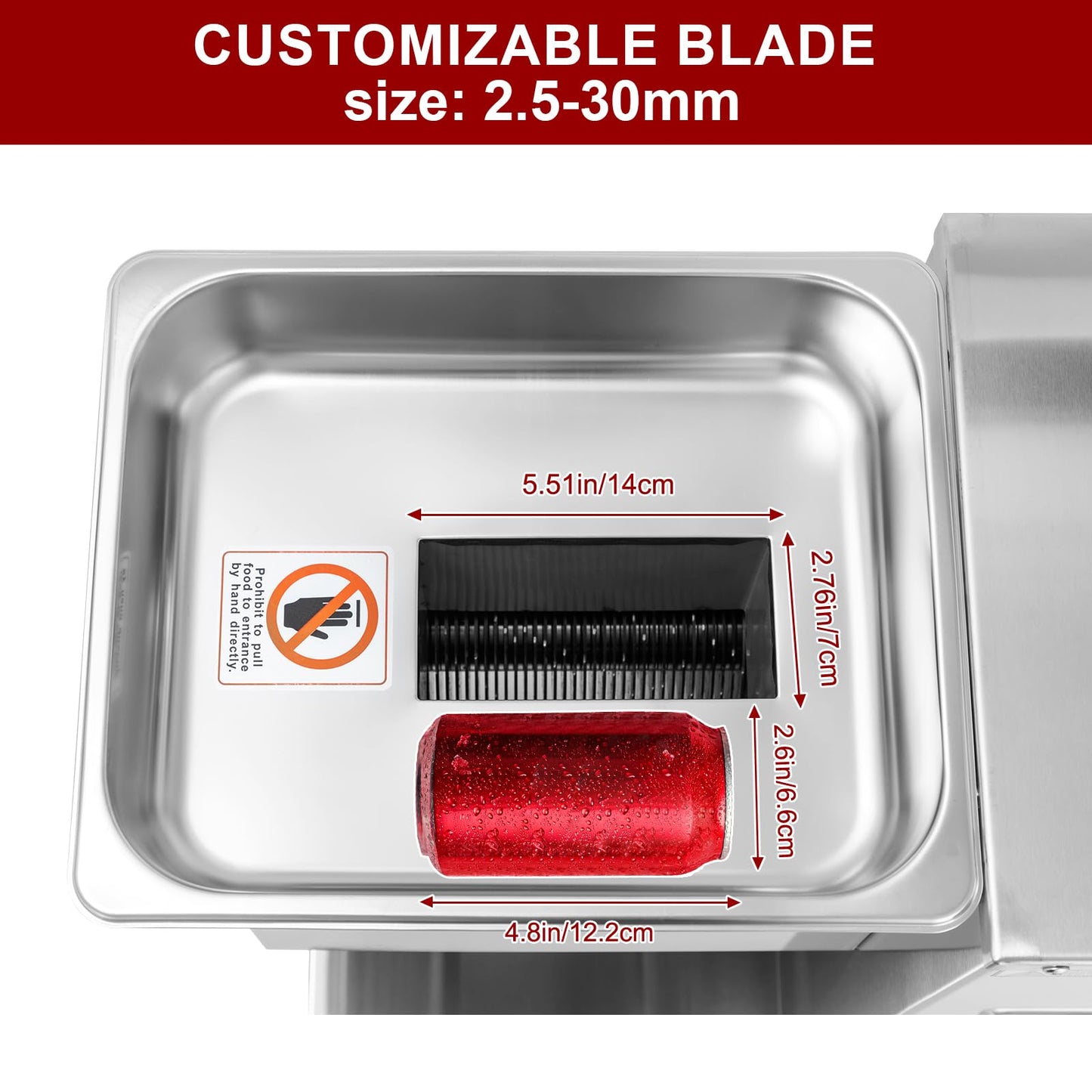 750W Commercial Meat Cutter Machine Stainless Steel Meat Slicer for Slicing, Shredding and Chopping 1100lbs/H (5MM)