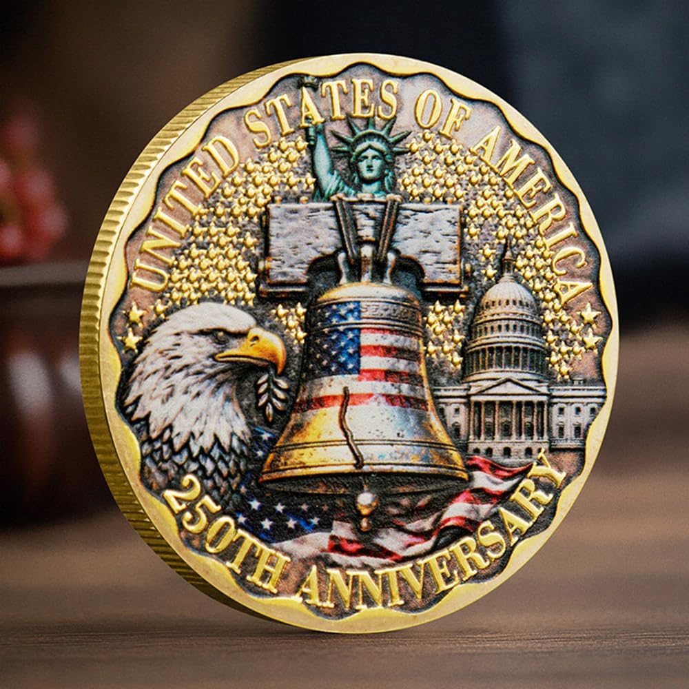 U.S. 250th Anniversary Commemorative Challenge Coin - Double-Sided High Relief Military Collectible for Veterans (1776-2026)