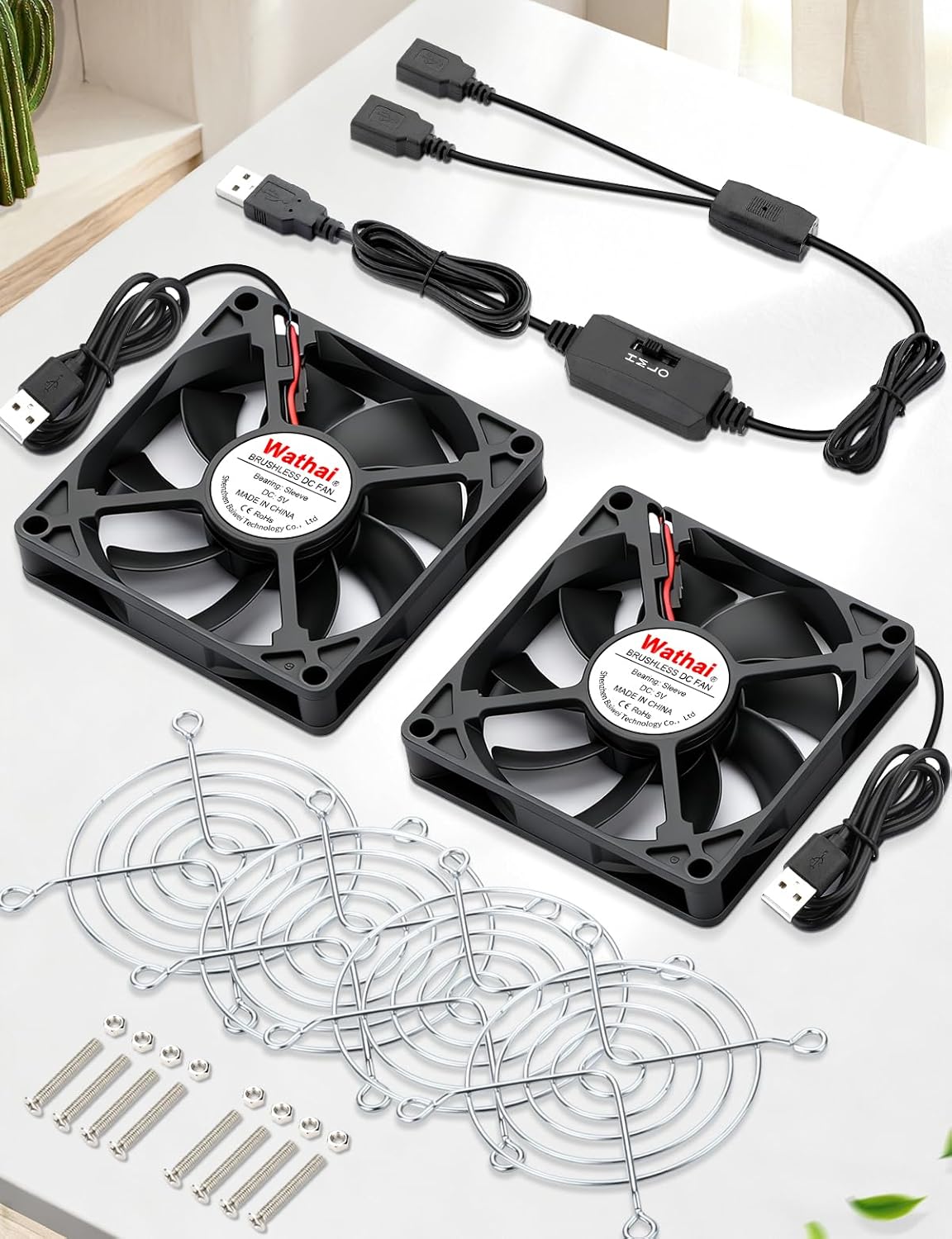 2PCS 80mm 15mm 2 1 PS4 PS5 Wathai x Small USB Fan, USB Cooling Fan in for AV Receiver Flat Panel Xbox DVR Router TV Box