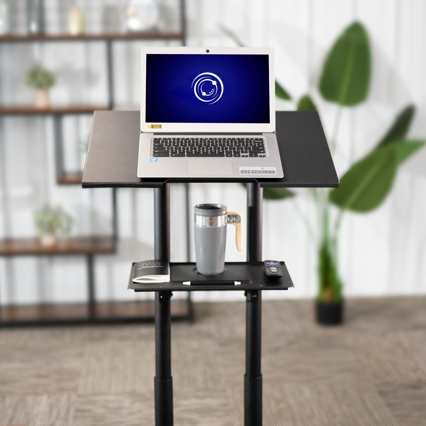 VIVO Mobile 24 x 16 inch Lectern Podium, Height Adjustable Steel Rolling Laptop Cart on Wheels, Black, CART-V03E