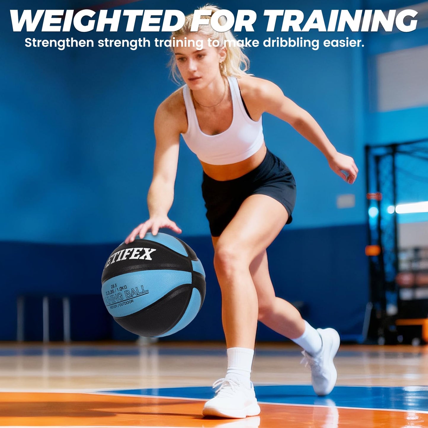 Noetifex Weighted Heavy Basketball 3LBS/2.2LBS 29.5"/28.8" Training Equipment for Indoor & Outdoor – Improve Dribbling, Passing, Handling & Rebounding Skills Weighted Training Basketball (Deflated)
