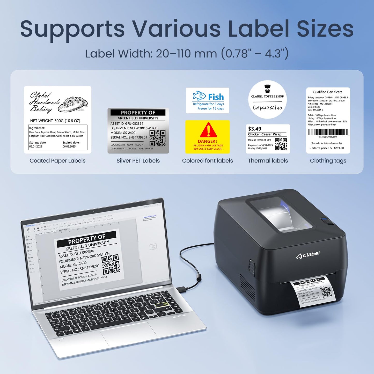 Thermal Transfer Label Printer- Bluetooth 4x6 Shipping Printer for Small Business, Warehouse, Retail and Office, Barcode Maker for Asset Tracking, Inventory and Logistics, Compatible with Phone and PC