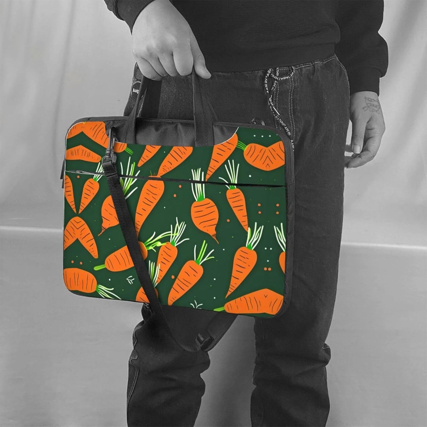JIPOFD Happy carrot Print Structured Laptop Bag Oxford Cloth Briefcase Padded Shoulder Case with Front Pockets