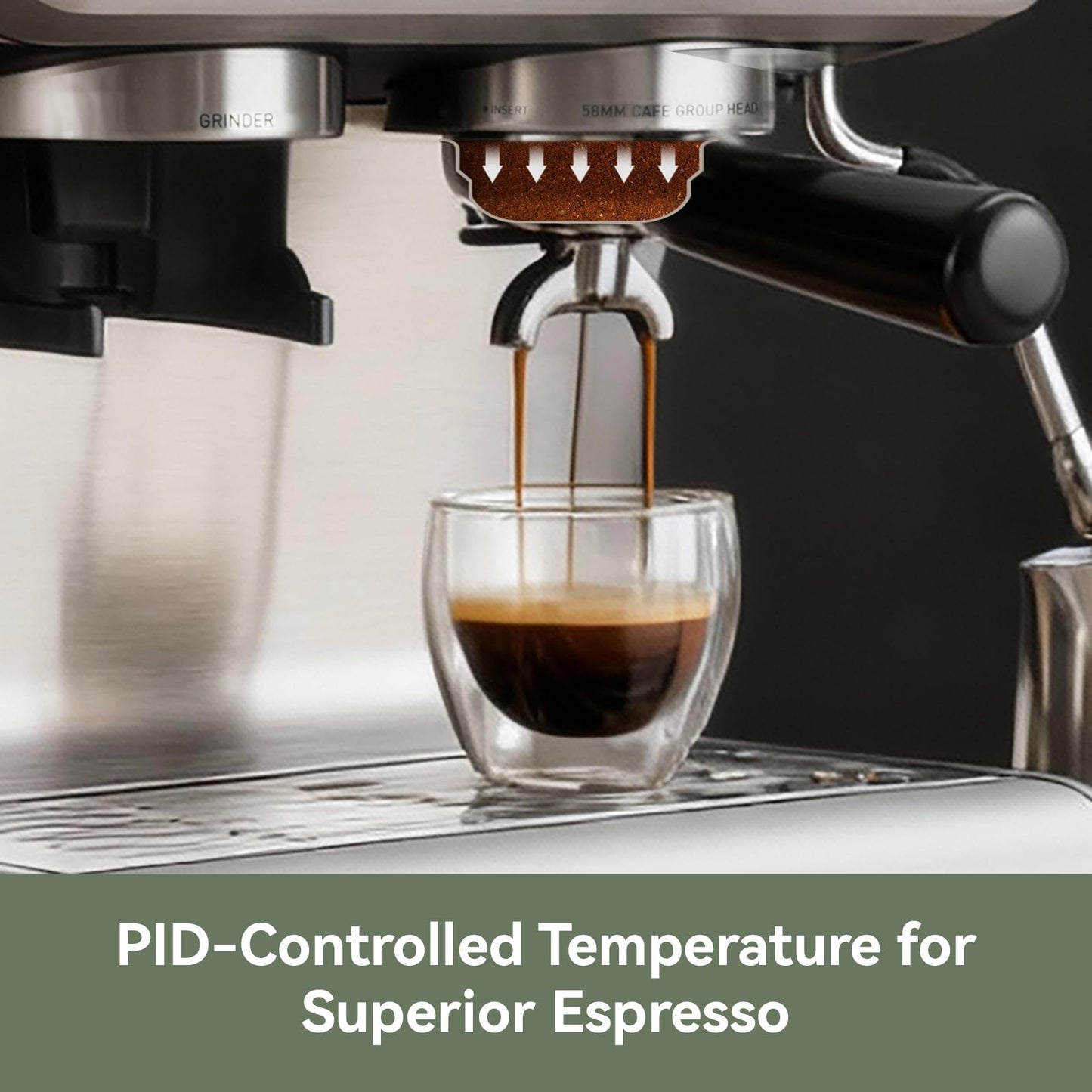 Gevi Dual Boiler Espresso Machine, Built-in Coffee Grinder, 58mm Commercial Portafilter, Professional Steam Wand, 31 Grind Levels, Stainless Steel Silver Home Barista Coffee Maker