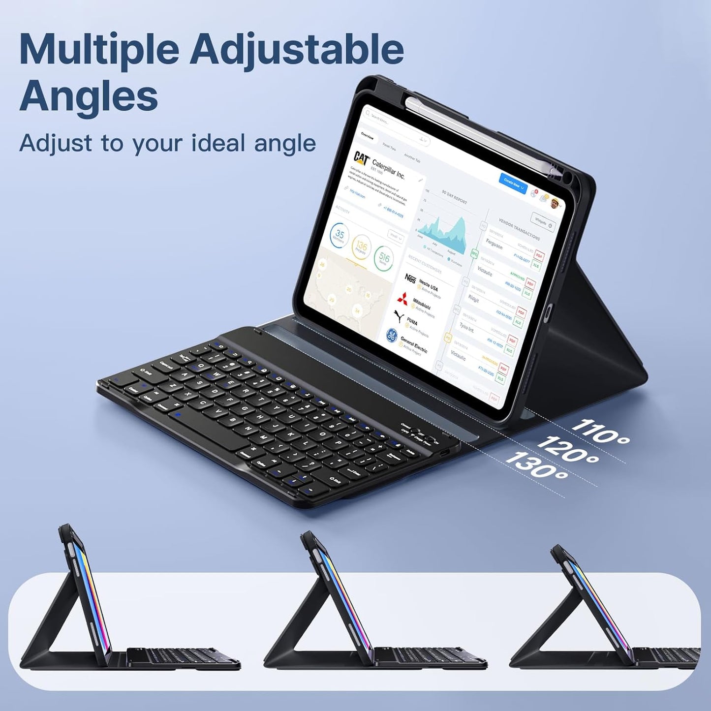 Wenlaty (A16) 11th/10th 11-inch 11th 2025/10.9-inch 10th 2022, for iPad Generation Case with Keyboard - Detachable