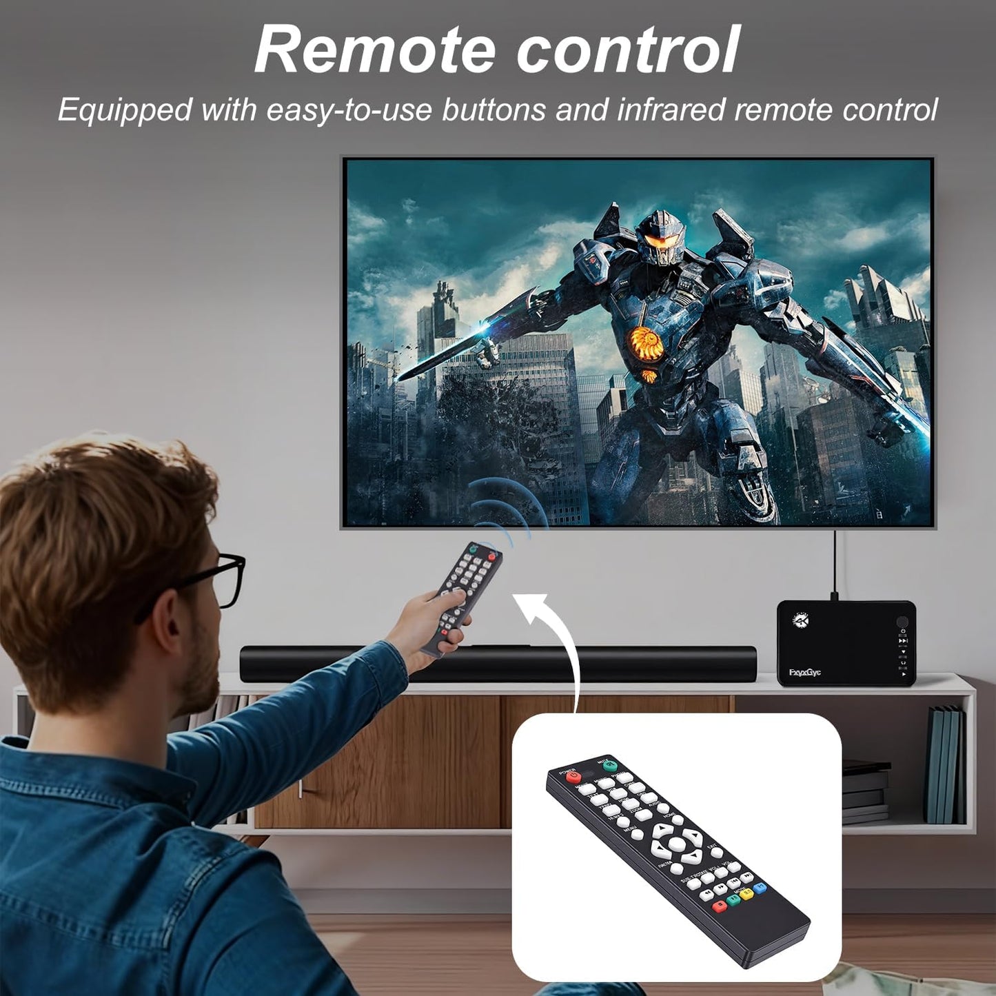 FxyxGyc 4K 4K@30Hz Output,H.265/H.264/AVC MP4/MKV/MP3/AVI/TS/Rmvb/Mov/ISO/JPG HDMI Media Player, Ultra HD Digital Media