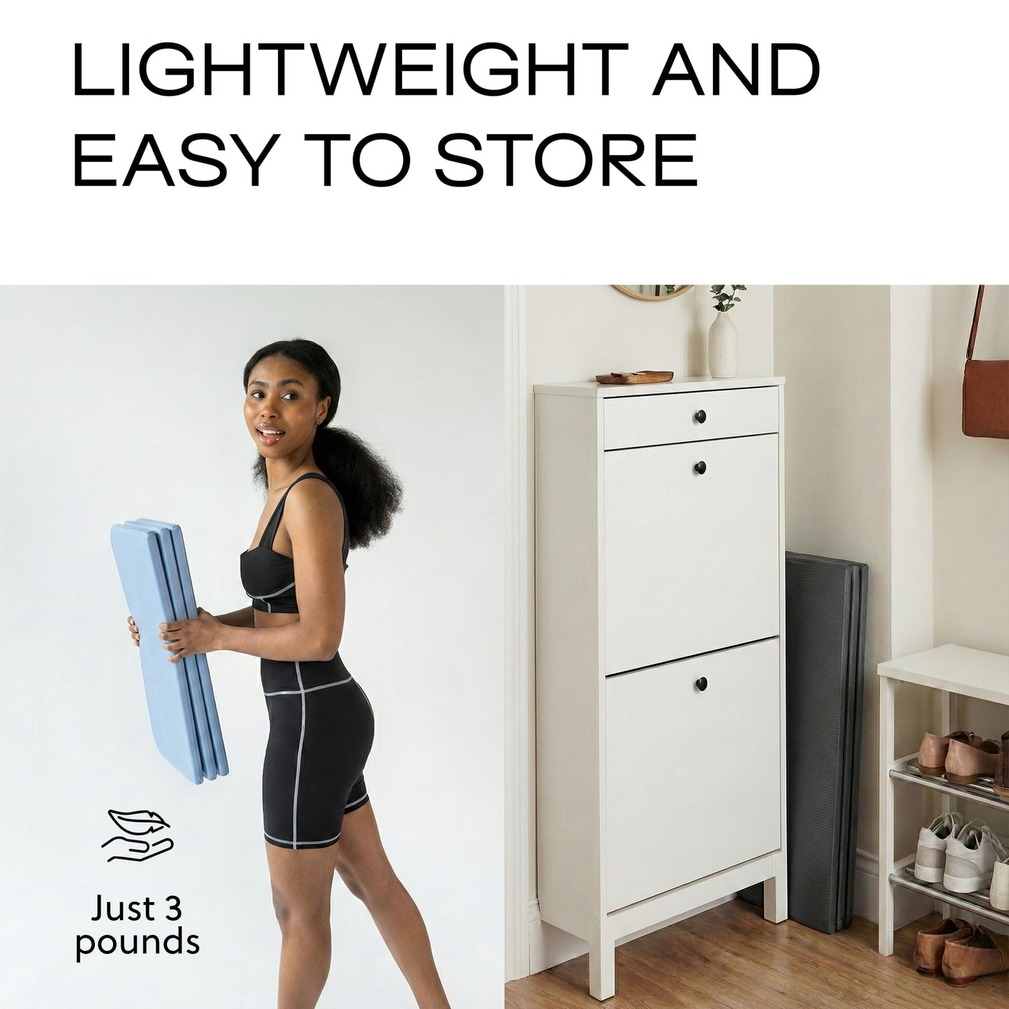 Stakt The Original Foldable Yoga Mat, Premium Foldable Exercise & Workout Mat with Non-Slip Surface, Lightweight Portable for Studio or Home Use, As Seen on Shark Tank - Tide