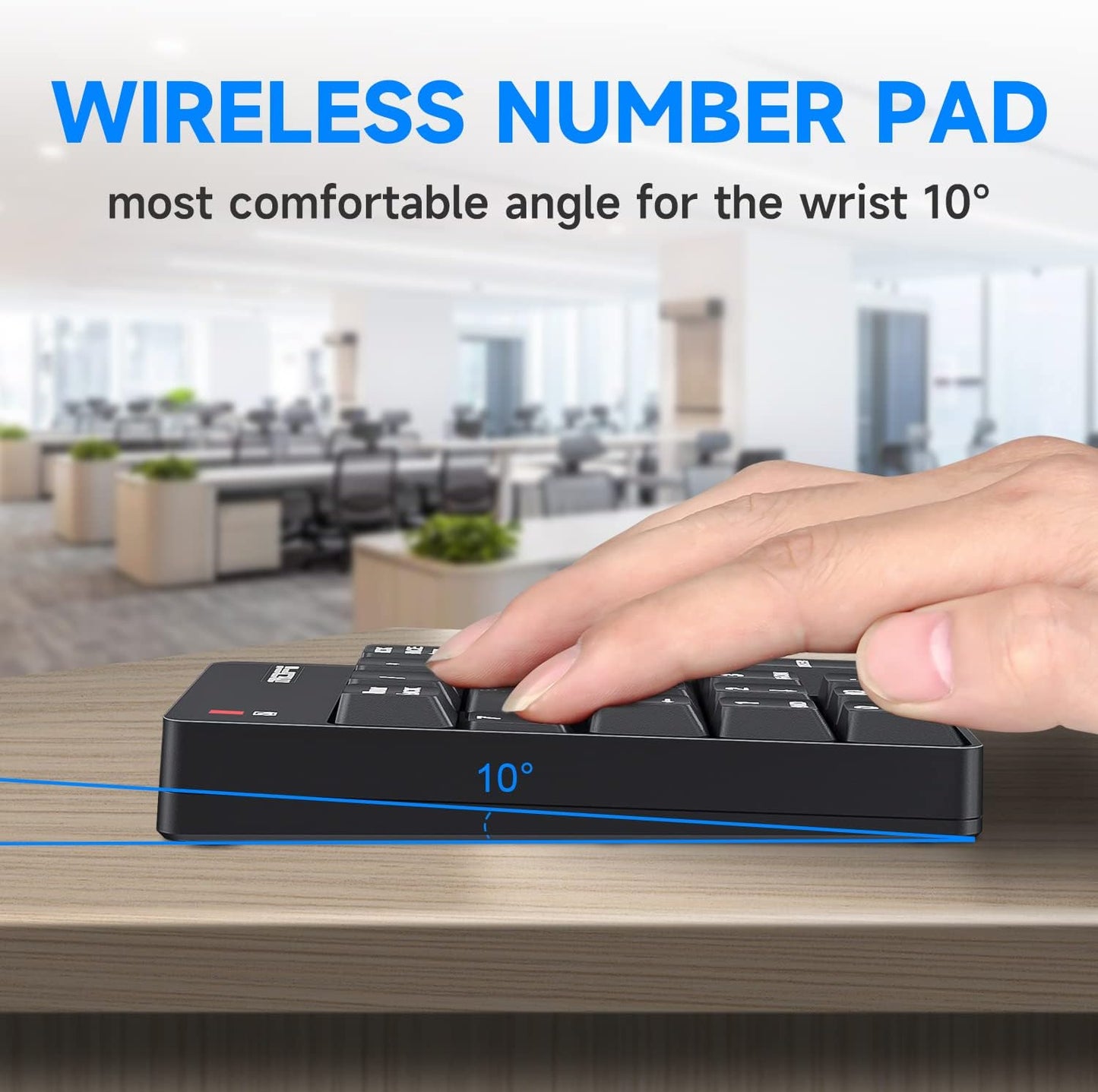 MOFII 2.4G 19 Accounting 10 Number Pad - Black Wireless Numeric Keypad Silent Keys USB Keypads, Portable Financial