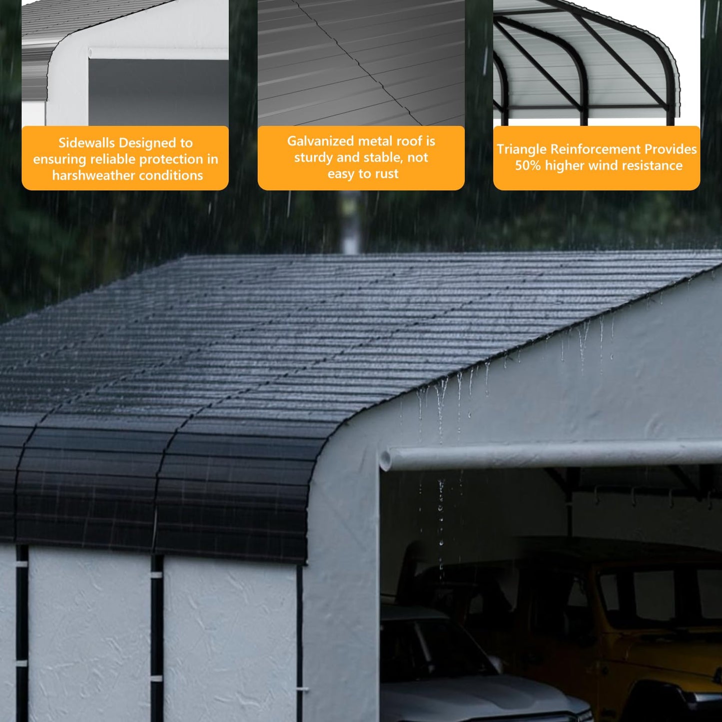 20x20 Metal Carport, Heavy Duty Car Carport Canopy, Galvanized Steel Roof Car Tent Garage, CarPorts with Removable Sidewalls