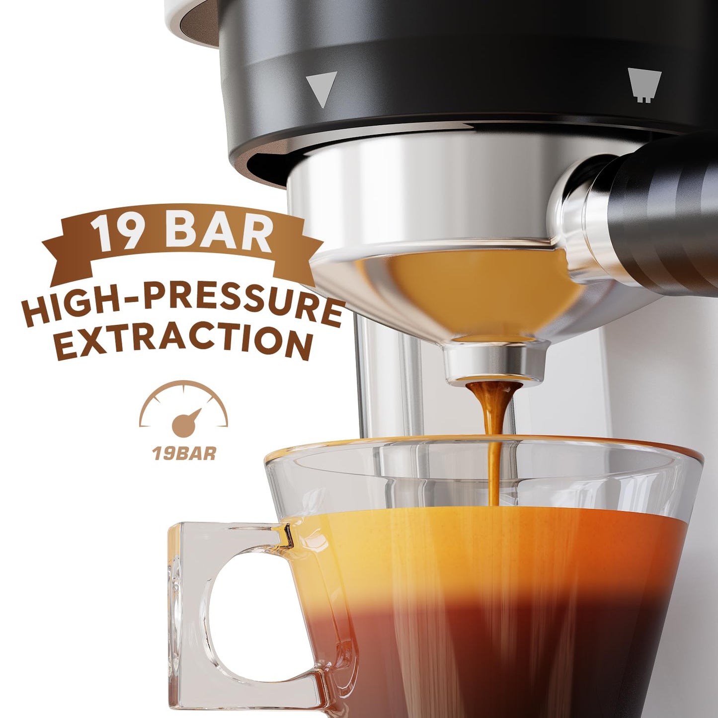 20 Bar Espresso Machine with Grinder & Steam Wand - Semi Automatic Coffee Maker, NTC Intelligent Temp Control, 58mm Stainless Steel Portafilter, One-Touch Panel for Home Barista (Removable Water Tank)