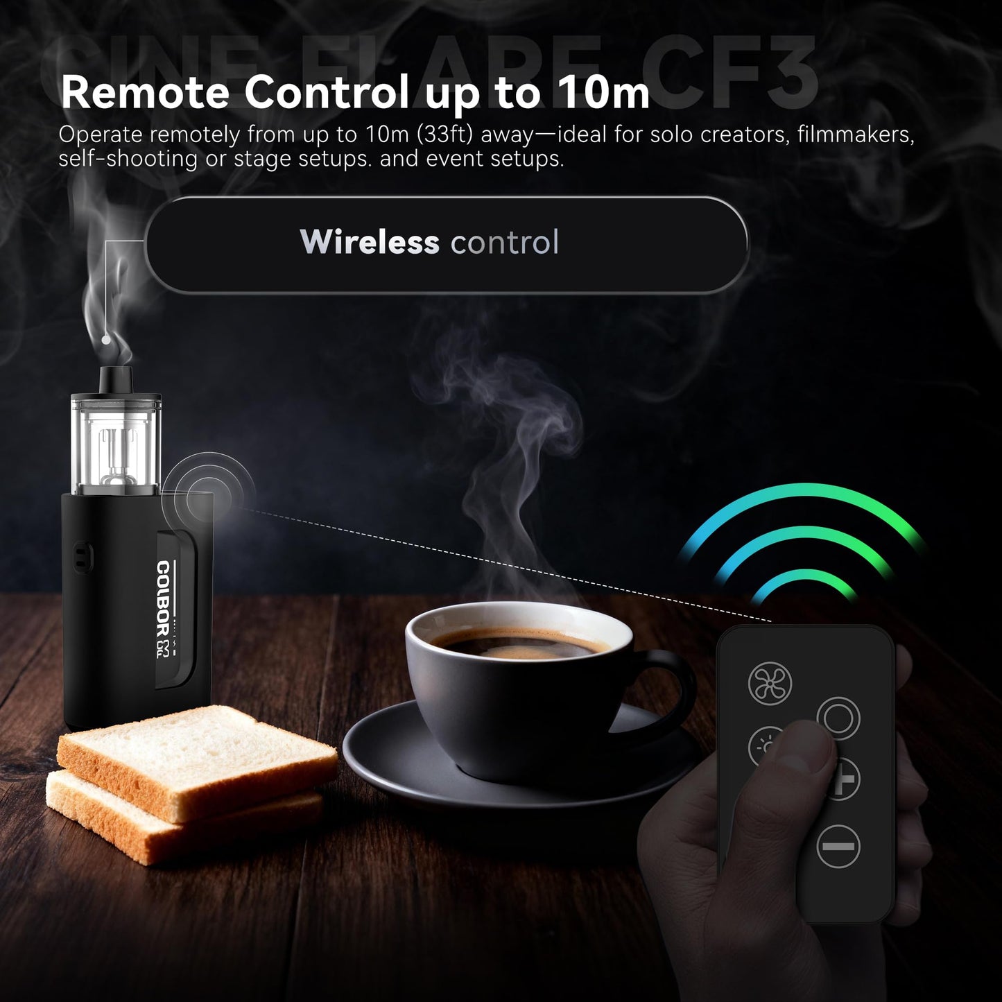 COLBOR CF3 Portable Fog Machine, Mini Handheld Smoke Machine for Photography with Remote Control, Small Fogger Haze Maker with 60° Tilt-Protection for Indoor Outdoor Christmas Party Cosplay