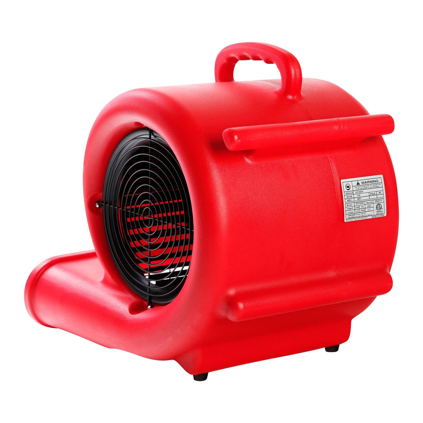 Mounto 1/3hp Air Mover 2000cfm Carpet Dryer Blower Floor Drying Fan - 3-Speed Air Mover w/Dual GFCI Outlet, 25ft Power Cord for Drying, Cooling, Air Circulation (Red)