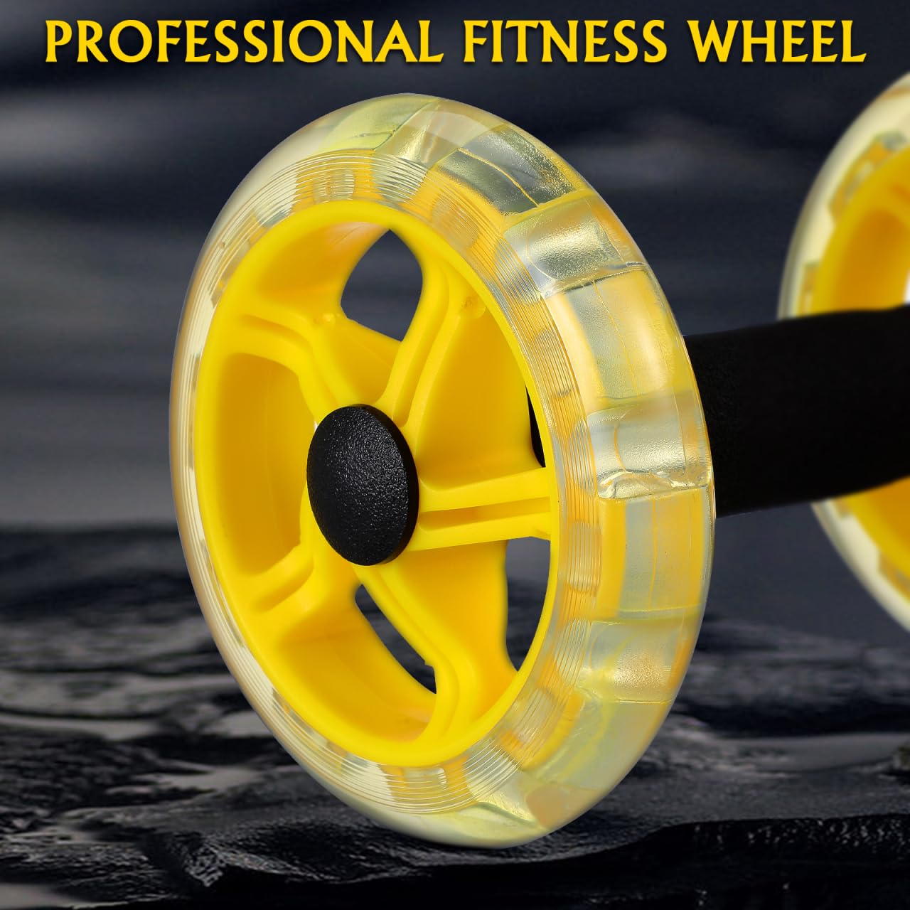 Kisangel Dual Ab Roller Wheel Set for Core Workout, Portable Abdominal Exercise Equipment with Foam Grip for Home Gym, Lightweight Fitness Training Tool for Men and Women, Yellow