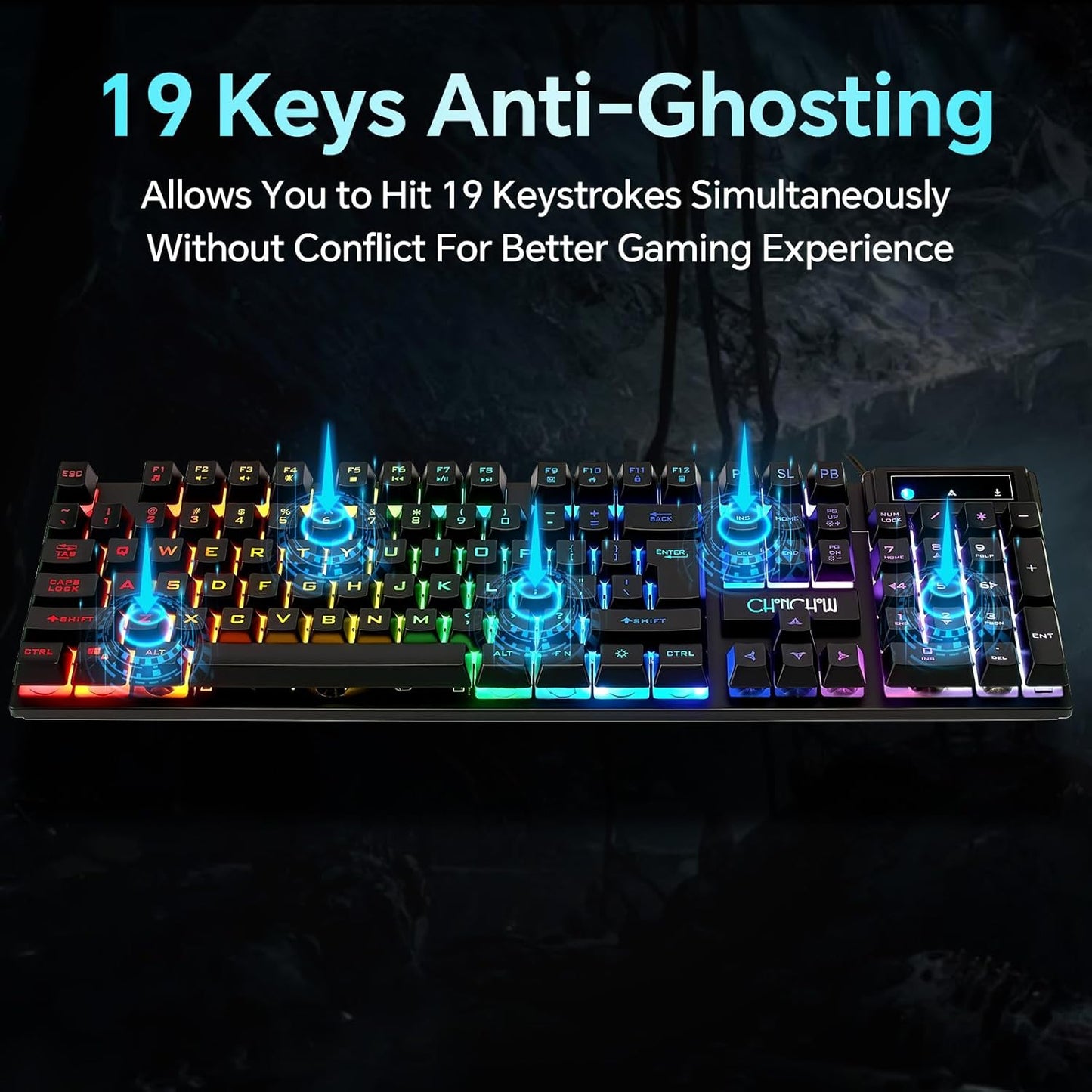 CHONCHOW 3200DPI Set PS4 Gaming Keyboard and Mouse Combo, USB Wired RGB Backlit, Mechanical Feel Anti-ghosting Keyboard