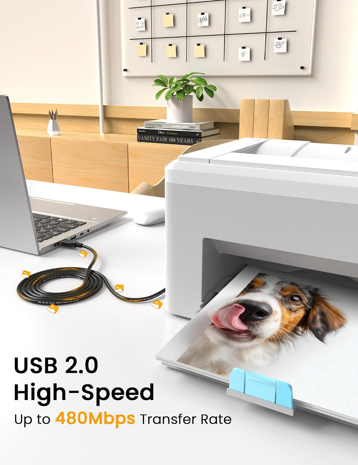 20ft 2.0 Sinoacc USB Printer Cable USB A to USB B High Speed Printer to USB Cable Compatible with HP Canon Dell Epson