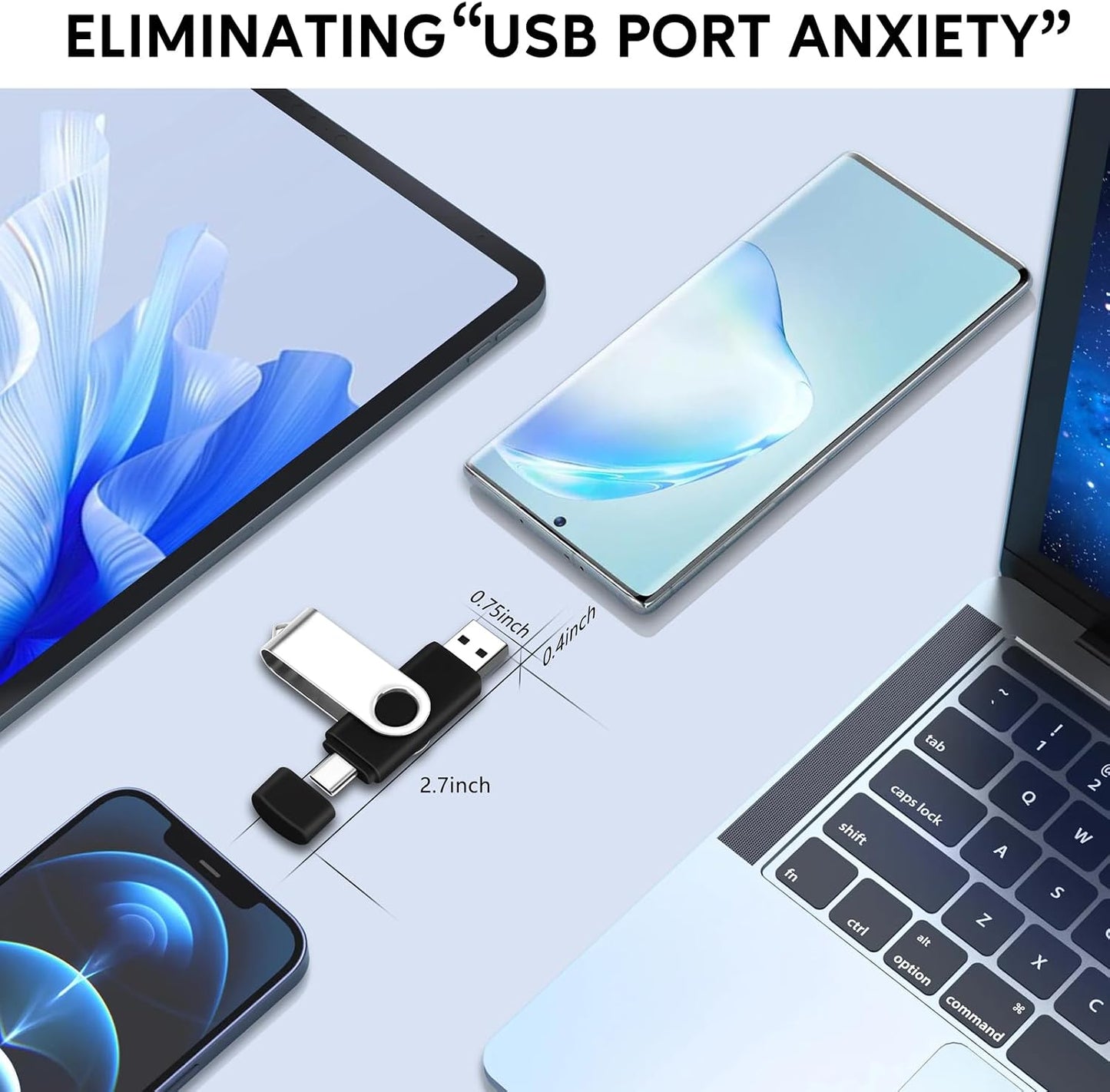 EASTBULL 8GB USB2.0 5-Pack, 2-in-1 FAT32 Pack 8GB) & Type-C Flash Drives USB C Drive Bulk USB-A + USB-C Thumb Drives